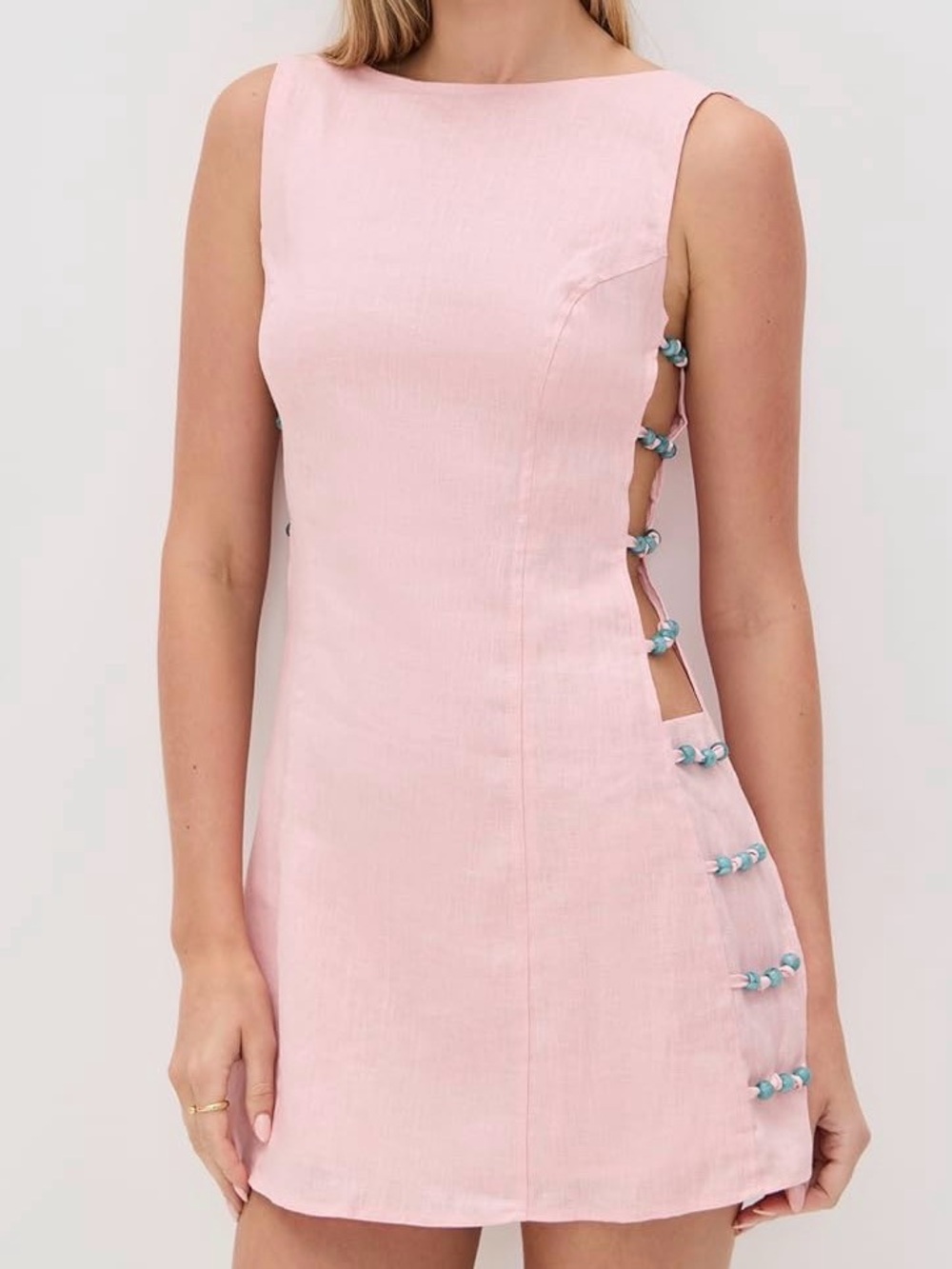 VRG Girl: Tia Linen Pink Mini Dress